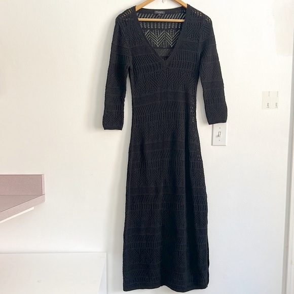 Rag & Bone Renee Crochet Knit Midi Dress Black NWOT - Picture 4 of 16